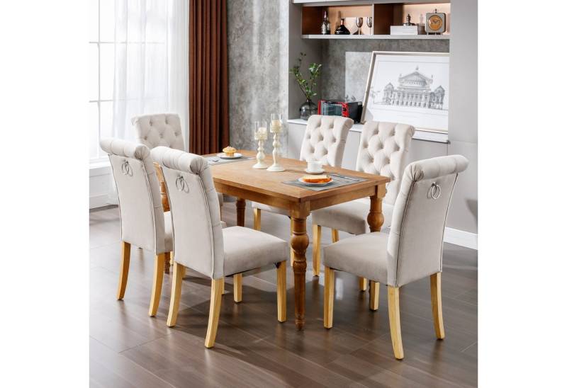 Flieks Esszimmerstuhl (6 St), 6er Set Polsterstuhl Wohnzimmerstuhl Samt mit Eichenbeine von Flieks