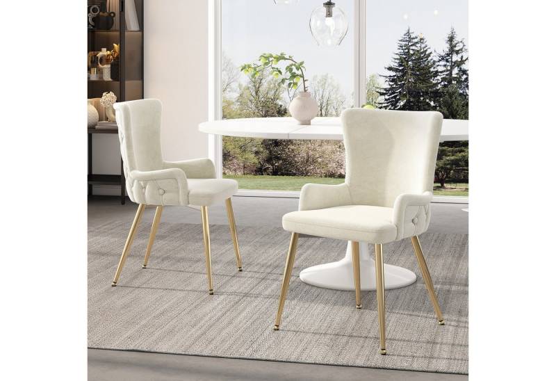 Flieks Esszimmerstuhl (Set, 2 St), 2er Set Polsterstühle Küchenstühle Samt Wohnzimmer Metallbeine von Flieks