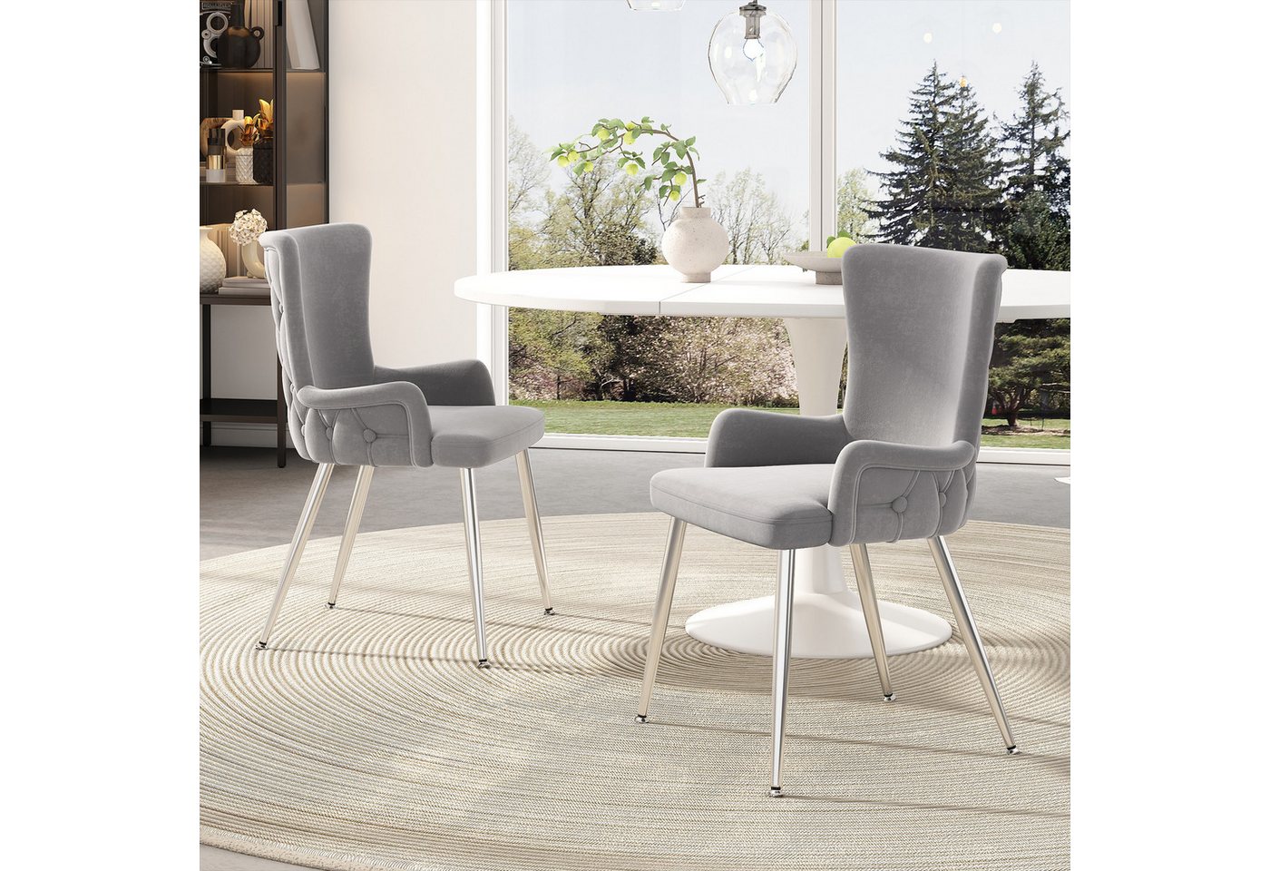 Flieks Esszimmerstuhl (Set, 2 St), 2er Set Polsterstühle Küchenstühle Samt Wohnzimmer Metallbeine von Flieks