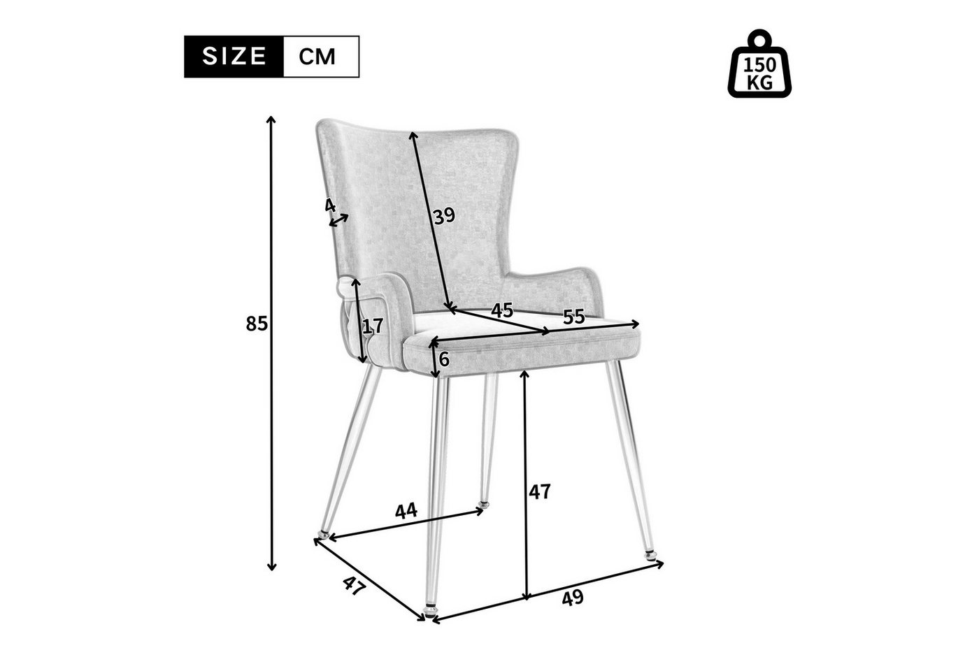 Flieks Esszimmerstuhl (Set, 2 St), 2er Set Polsterstühle Küchenstühle Samt Wohnzimmer Metallbeine von Flieks
