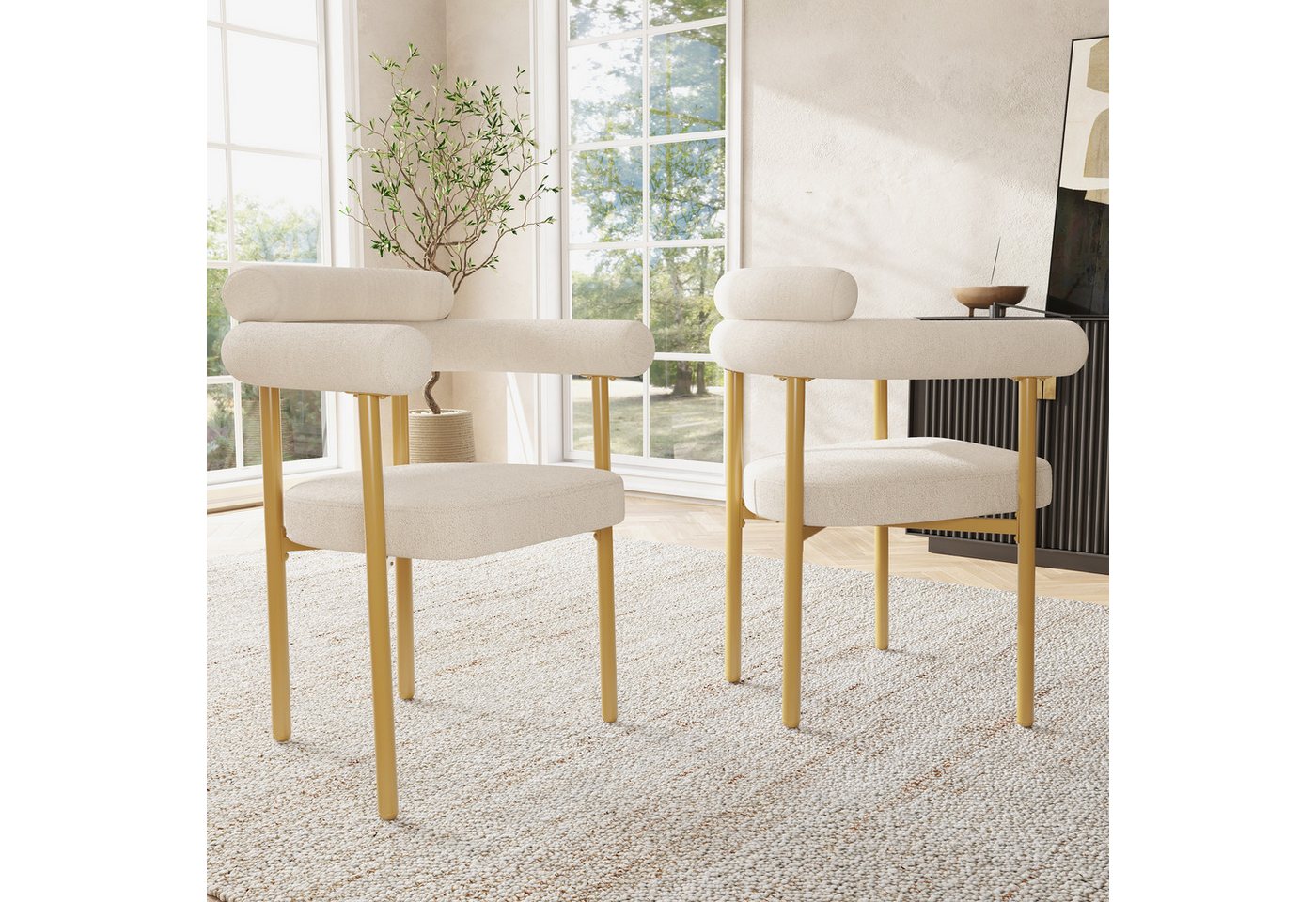 Flieks Esszimmerstuhl (Set, 2 St), 2er Set Polsterstühle Wohnzimmer Samt Küchenstühle Eisengestell von Flieks