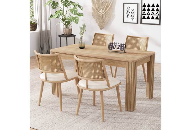 Flieks Esszimmerstuhl (Set, 4 St), 4er Set Polsterstühle mit Rattan-Rückenlehne Kunstleder, Metallbeine von Flieks
