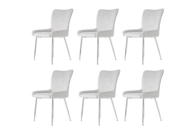Flieks Esszimmerstuhl (Set, 6 St), 6er Set Polsterstühle Wohnzimmerstuhl mit Rückenlehne Metallbeine Samt von Flieks
