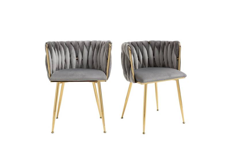 Flieks Esszimmerstuhl (Set-2 St., 2 St), Küchenstühle Polsterstuhl Schminkstuhl Samt Loungesessel von Flieks