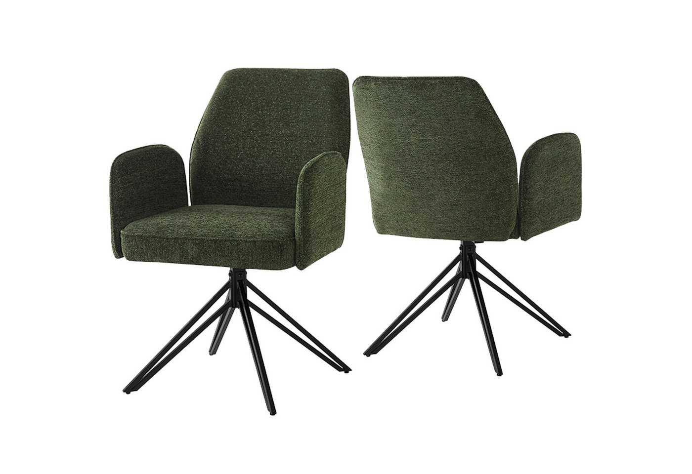 Flieks Esszimmerstuhl 360° drehbar (Set, 2 St), 2er Set Polsterstühle Armlehnstuhl Drehstuhl Bürostuhl Wohnzimmer Samt von Flieks