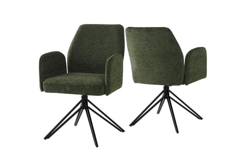 Flieks Esszimmerstuhl 360° drehbar (Set, 2 St), 2er Set Polsterstühle Armlehnstuhl Drehstuhl Bürostuhl Wohnzimmer Samt von Flieks