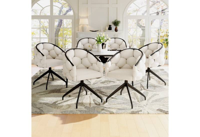 Flieks Esszimmerstuhl 360° drehbar (Set, 6 St), 6er Set Polsterstühle mit Armlehnen Drehstühle Wohnzimmer Samt von Flieks