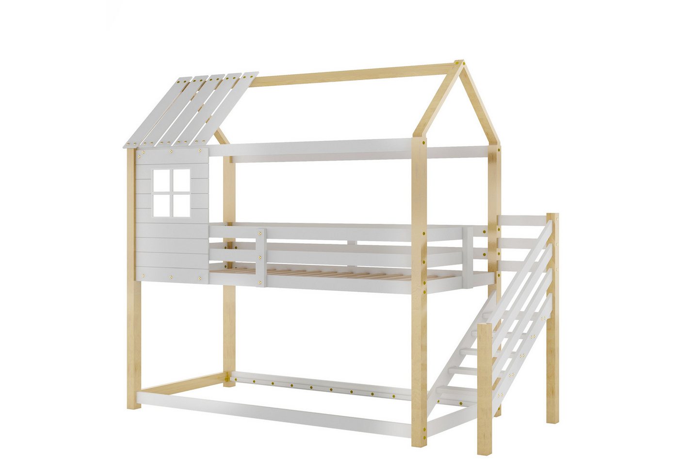 Flieks Etagenbett, Hochbett mit Treppe Hausbett Kinderbett Kiefer 90x200cm Flieks Etagenbett, Hochbett mit Treppe Hausbett Kinderbett Kiefer 90x200cm von Flieks