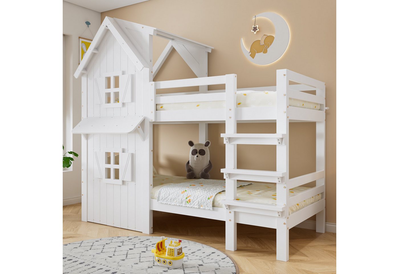Flieks Etagenbett, Kinderbett Hausbett 90x200cm mit Geländer, Leiter, Fenster und Dach Flieks Etagenbett, Kinderbett Hausbett 90x200cm mit Geländer, Leiter, Fenster und Dach von Flieks