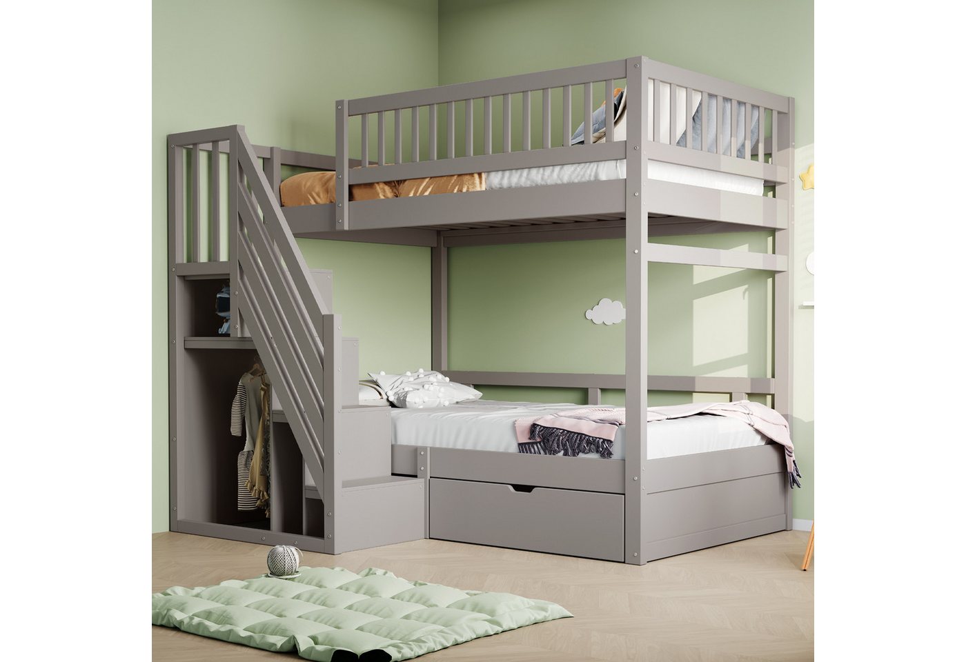 Flieks Etagenbett, Massivholz Kinderbett 90x200cm mit Stauraumtreppe und Schublade Flieks Etagenbett, Massivholz Kinderbett 90x200cm mit Stauraumtreppe und Schublade von Flieks