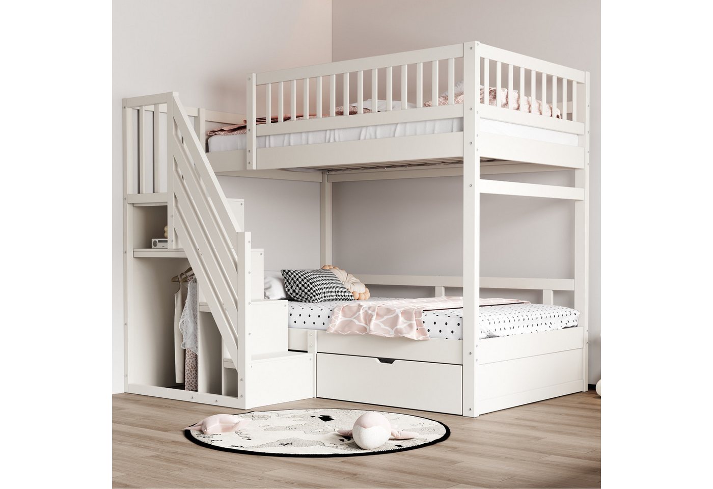 Flieks Etagenbett, Massivholz Kinderbett 90x200cm mit Stauraumtreppe und Schublade Flieks Etagenbett, Massivholz Kinderbett 90x200cm mit Stauraumtreppe und Schublade von Flieks