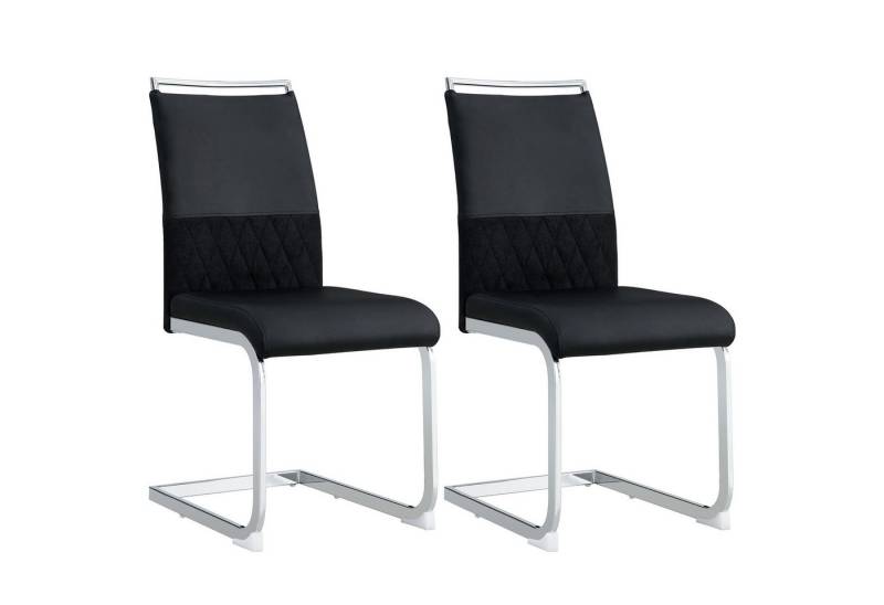 Flieks Freischwinger, 2er Set Polsterstuhl Esszimmerstuhl Kunstleder+Leinen von Flieks