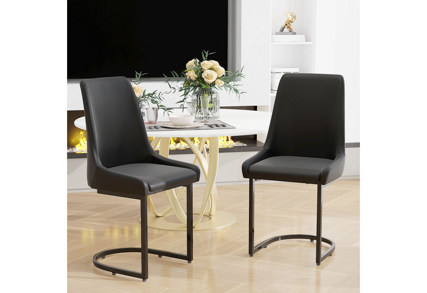 Flieks Freischwinger (Set, 2 St), 2er Set Polsterstühle Esszimmerstühle Schwingstühle, Kunstleder von Flieks