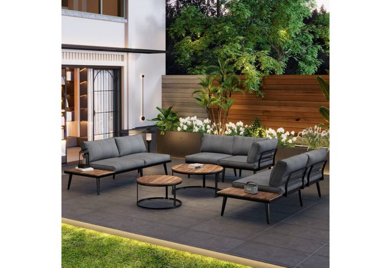 Flieks Gartenlounge-Set, (6-tlg), Gartenmöbel 6 Person Sitzgruppe Akazienholz von Flieks