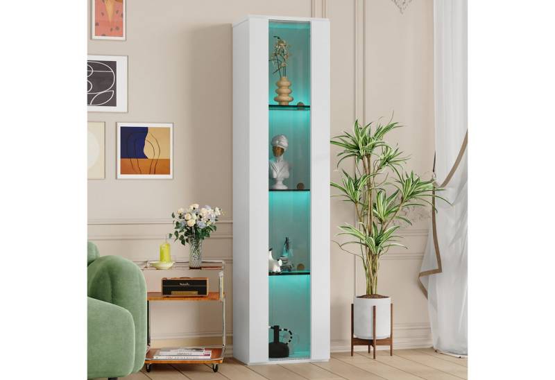 Flieks Vitrine Glasvitrine Standvitrine mit LED-Beleuchtung und 4 Fächern (1-St., B40/T29/H170 cm) Sammlervitrine mit Acryltüren und Glasböden Hochschrank Highboard von Flieks