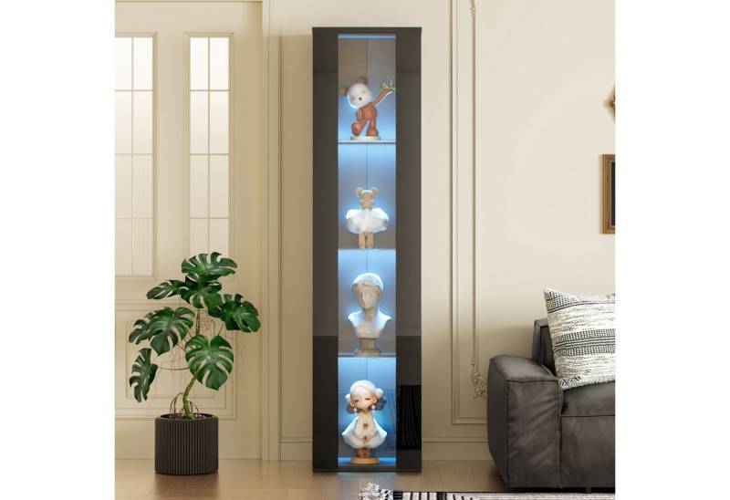 Flieks Vitrine Glasvitrine Standvitrine mit LED-Beleuchtung und 4 Fächern (1-St., B40/T29/H170 cm) Sammlervitrine mit Acryltüren und Glasböden Hochschrank Highboard von Flieks