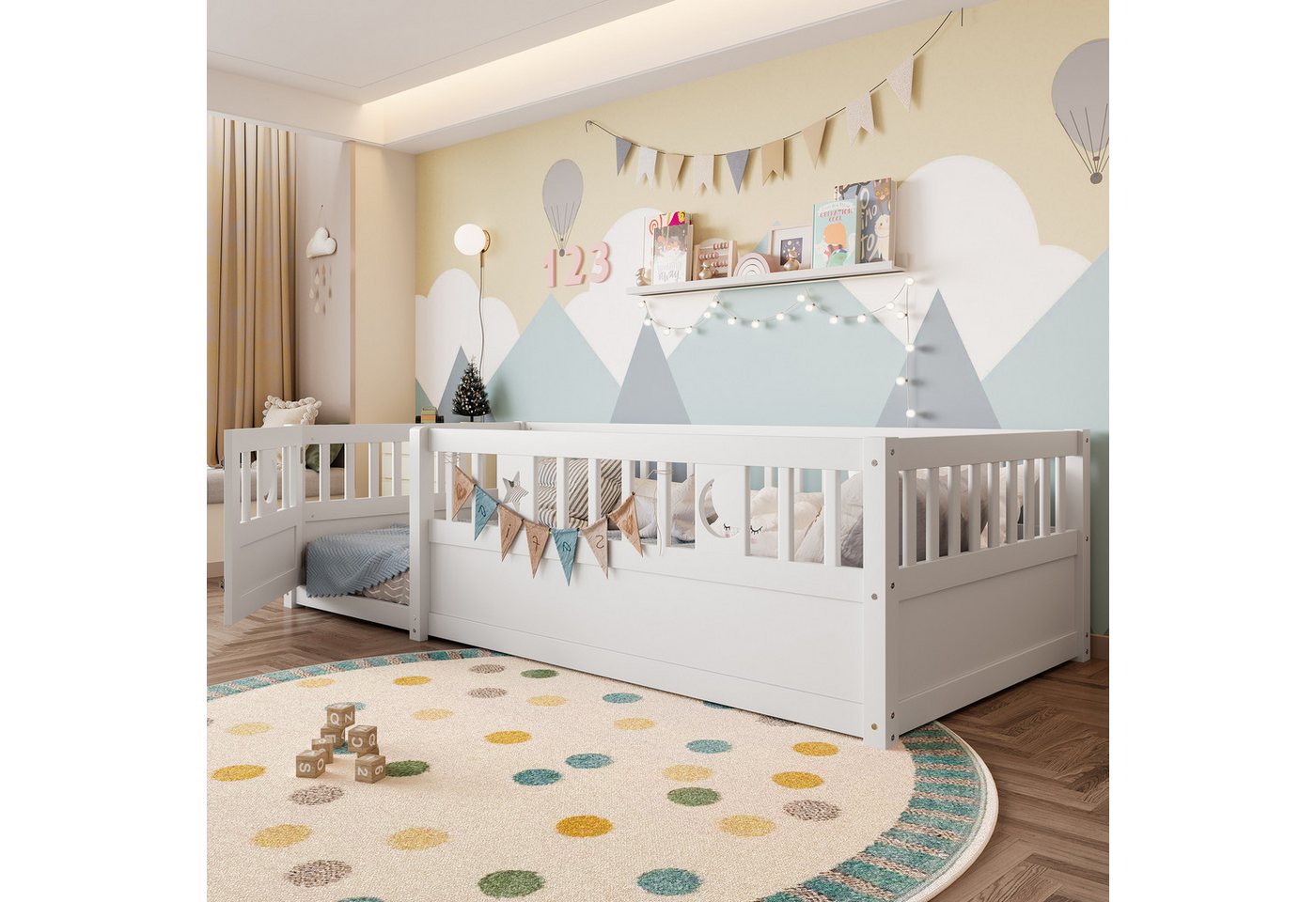 Flieks Kinderbett, Bodenbett Massivholzbett 90x190cm mit Gitter ohne Lattenrost Flieks Kinderbett, Bodenbett Massivholzbett 90x190cm mit Gitter ohne Lattenrost von Flieks