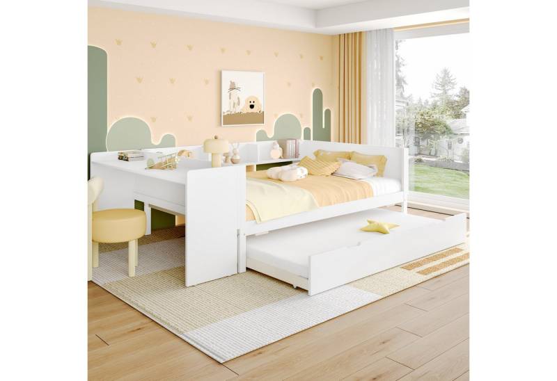 Flieks Kinderbett, Massivholzbett 140x200cm mit Schreibtisch und Ausziehbett 90x190cm Flieks Kinderbett, Massivholzbett 140x200cm mit Schreibtisch und Ausziehbett 90x190cm von Flieks