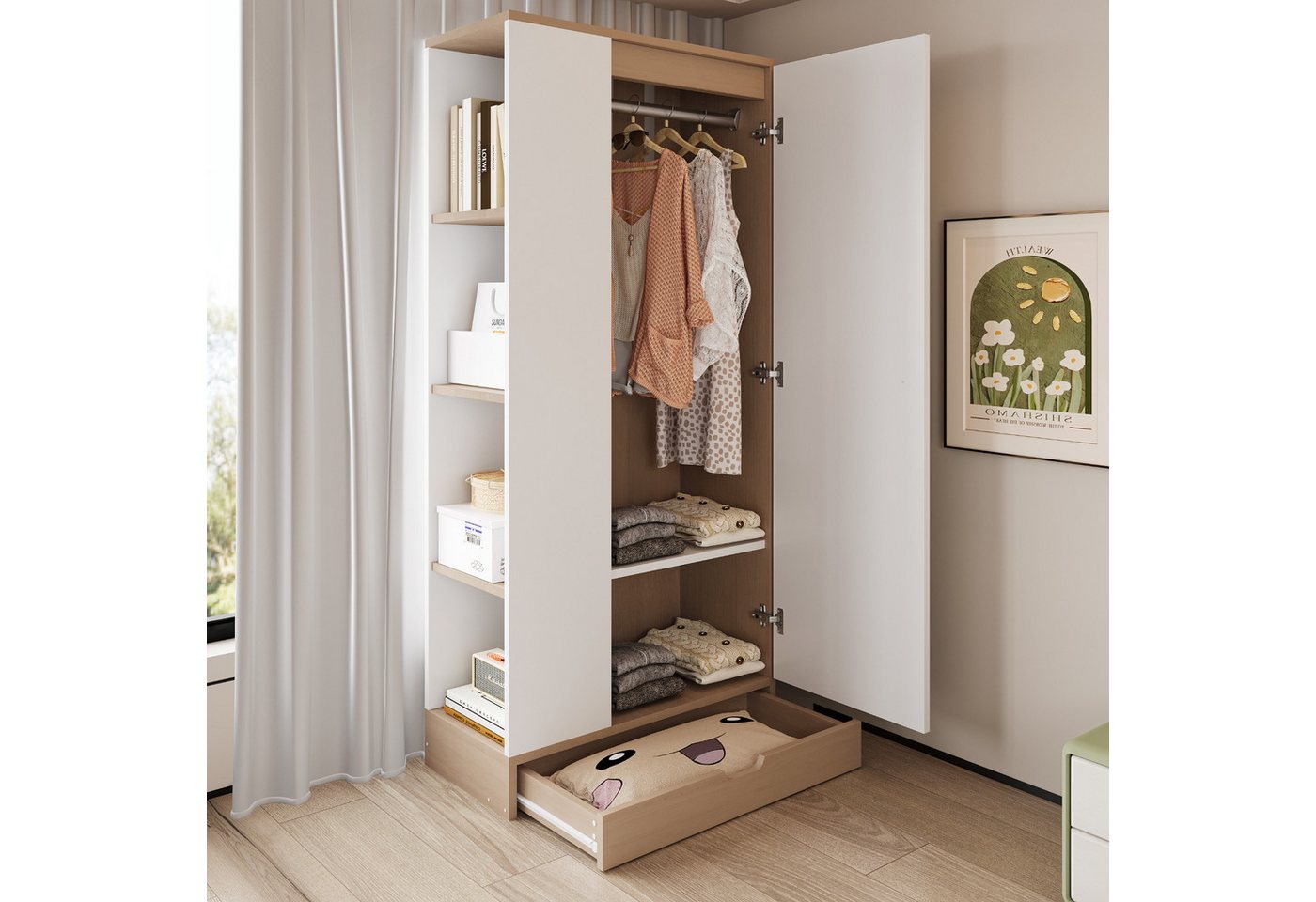 Flieks Kleiderschrank Eintür-Design Kleiderschrank 70x40x170cm mit Einlegeboden & Schublade Flieks Kleiderschrank Eintür-Design Kleiderschrank 70x40x170cm mit Einlegeboden & Schublade von Flieks