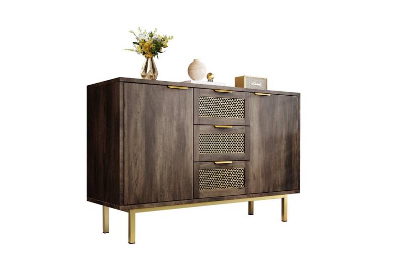Flieks Kommode, Sideboard Schrank mit 3 Schubladen und 2 Türen 120x40x76cm dunkelbraun Flieks Kommode, Sideboard Schrank mit 3 Schubladen und 2 Türen 120x40x76cm dunkelbraun von Flieks