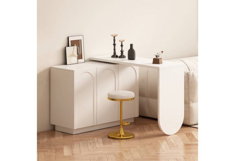 Flieks Kommode mit 360° drehbar Tisch weiß (B110-170/T40/H75cm, 1 St., mit verstellbarer Ablage), Schminktisch Eckschreibtisch Sideboard mit Stauraum, Breite 110/170 cm von Flieks