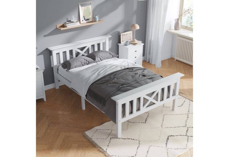 Flieks Massivholzbett, Einzelbett Kinderbett 90x200cm Kiefer ohne Matratze von Flieks