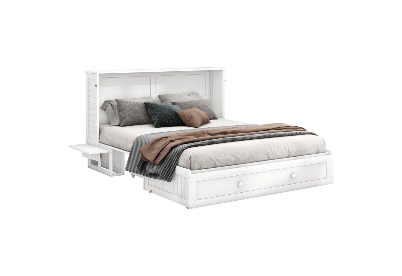 Flieks Massivholzbett, Verwandelbares Holzbett Schrankbett mit Schublade und Regale 140x200cm Flieks Massivholzbett, Verwandelbares Holzbett Schrankbett mit Schublade und Regale 140x200cm von Flieks