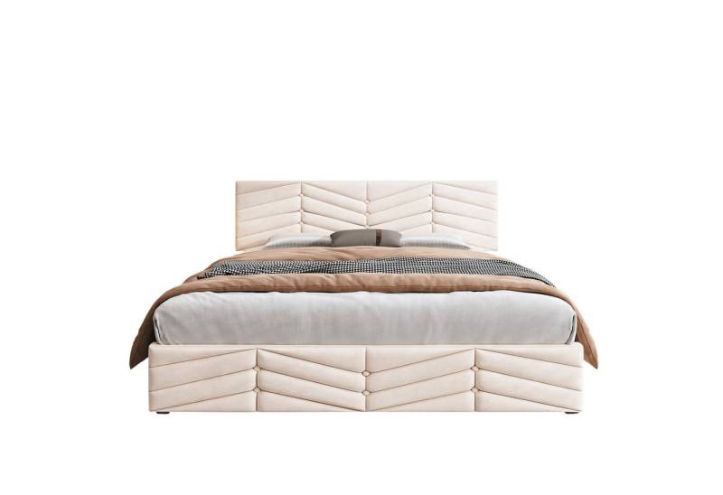 Flieks Polsterbett, Hydraulisches Doppelbett Funktionsbett 140x200cm Samt von Flieks