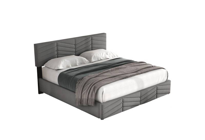 Flieks Polsterbett, Hydraulisches Doppelbett Funktionsbett 180x200cm Samt von Flieks