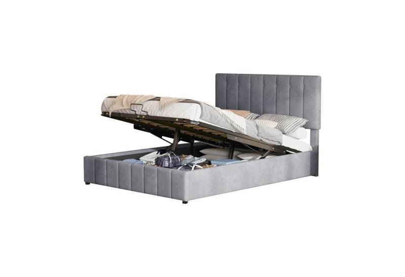 Flieks Polsterbett, Hydraulisches Funktionsbett Doppelbett Samt 140x200cm von Flieks
