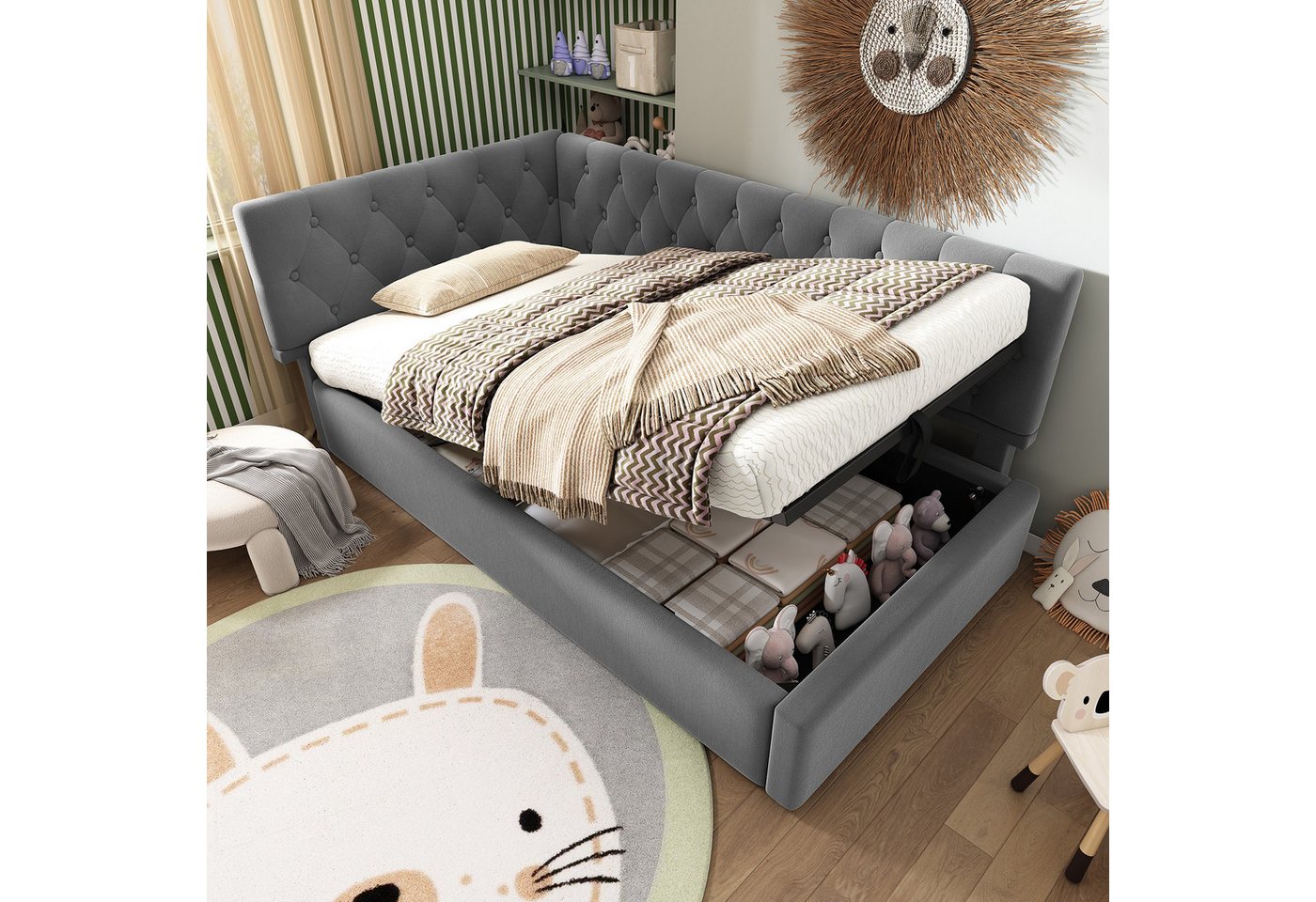 Flieks Polsterbett, Kinderbett Daybett 90x200cm Schlafsofa mit hydraulischem Stauraum Flieks Polsterbett, Kinderbett Daybett 90x200cm Schlafsofa mit hydraulischem Stauraum von Flieks