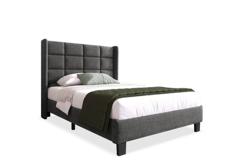 Flieks Polsterbett, Leinen Einzelbett Massivholzbett 90x200cm ohne Matratze von Flieks