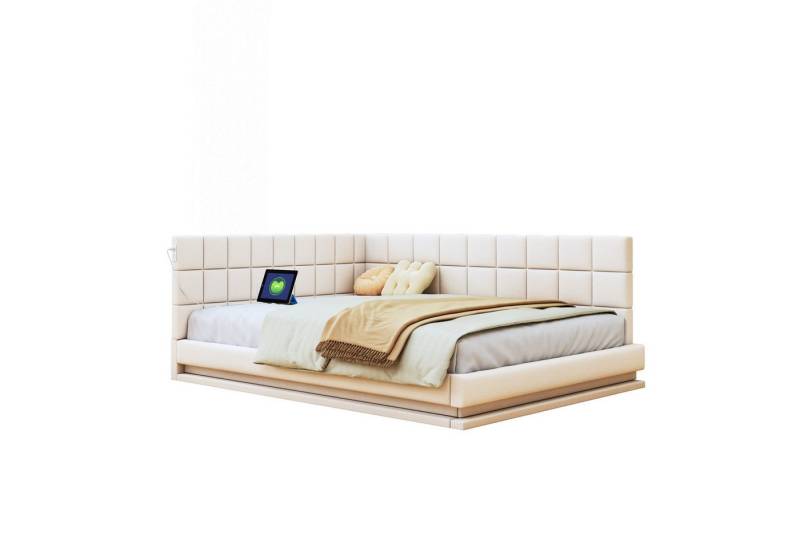 Flieks Polsterbett, Samt Daybett Tagesbett Schlafsofa 140x200cm mit LED und USB Aufladen von Flieks