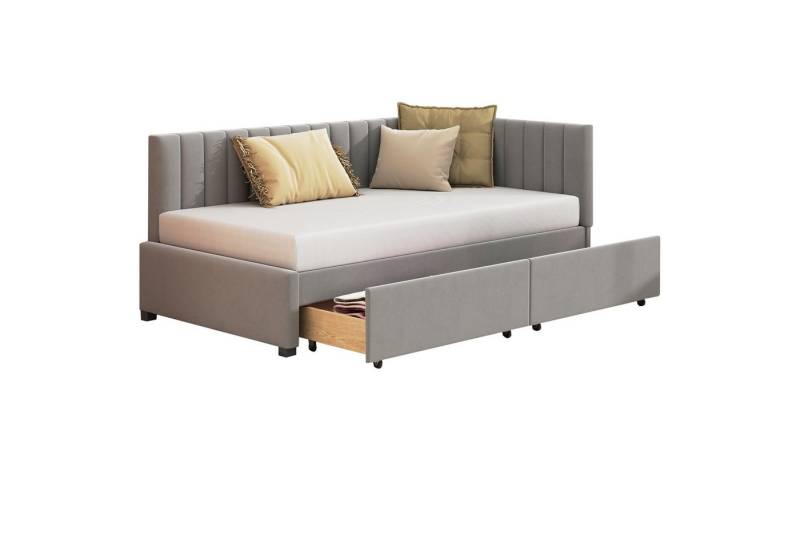 Flieks Polsterbett, Samt Daybett Tagesbett Schlafsofa 90x200cm mit 2 Schubladen von Flieks