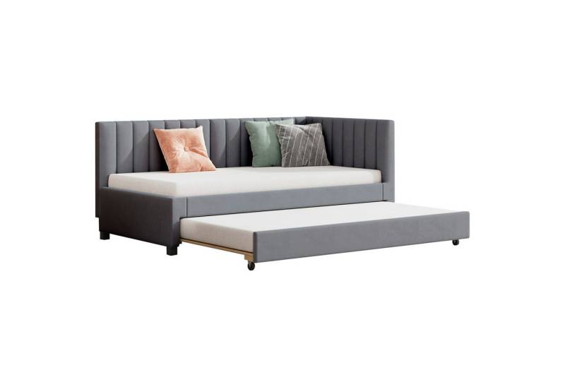 Flieks Polsterbett, Samt Daybett Tagesbett Schlafsofa 90x200cm mit Ausziehbett 90x190cm von Flieks