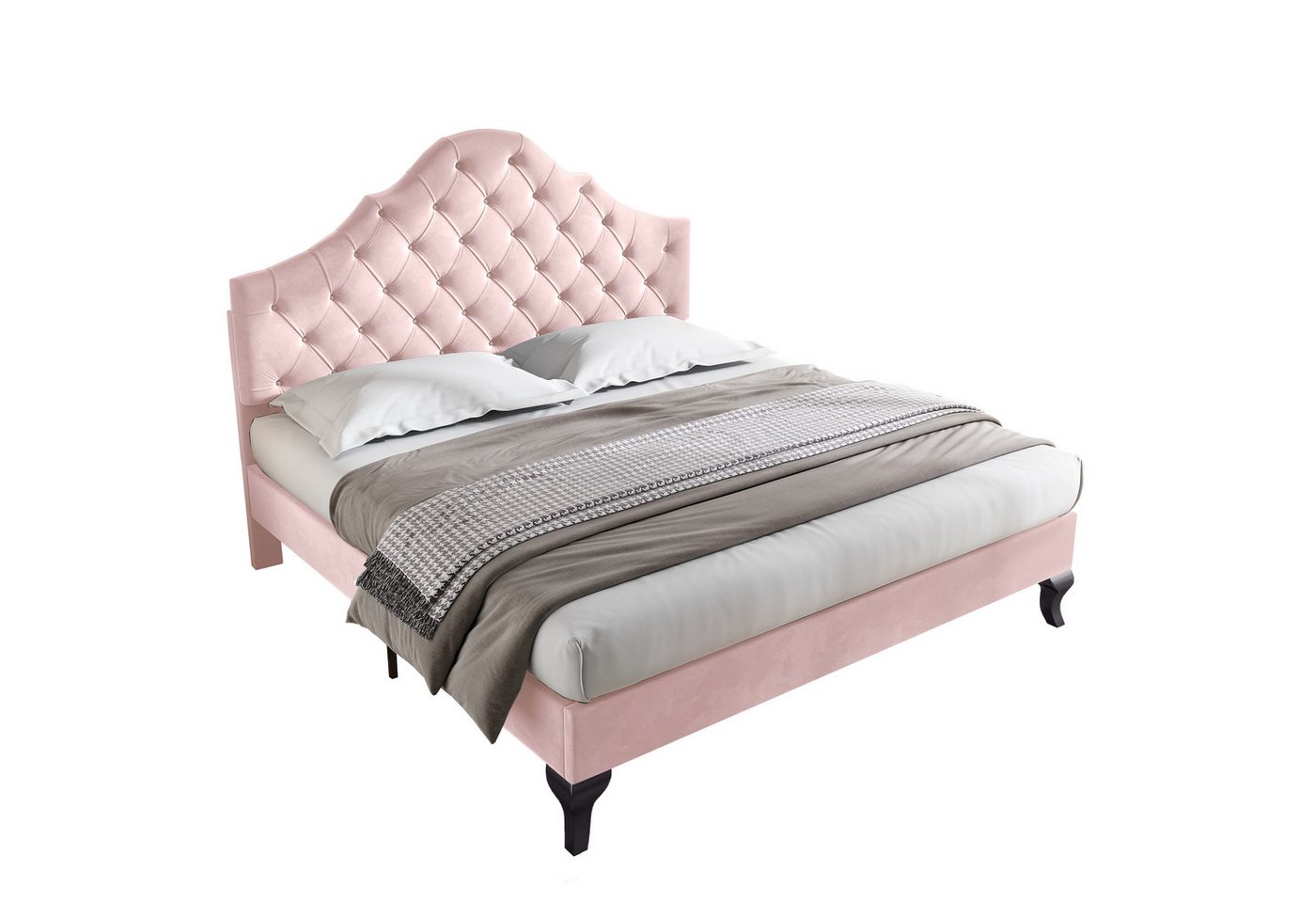 Flieks Polsterbett, Samt Doppelbett mit höhenverstellbarem Kopfteil 140x200cm Flieks Polsterbett, Samt Doppelbett mit höhenverstellbarem Kopfteil 140x200cm von Flieks