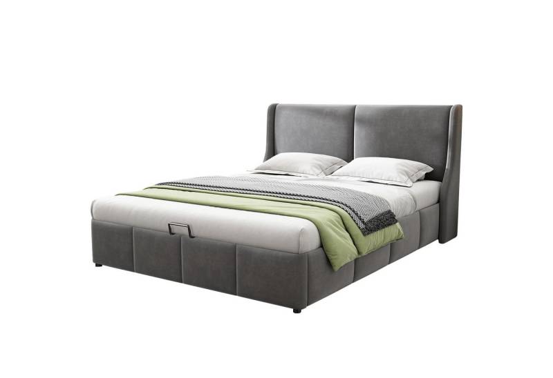 Flieks Polsterbett, Samt Hydraulisches Funktionsbett Doppelbett 140x200cm von Flieks