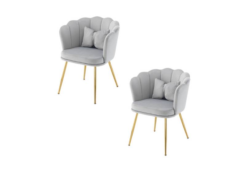 Flieks Polsterstuhl (Set, 2 St), 2er Set Esszimmerstühle mit Kissen Blütenblattstuhl Wohnzimmer Samt von Flieks