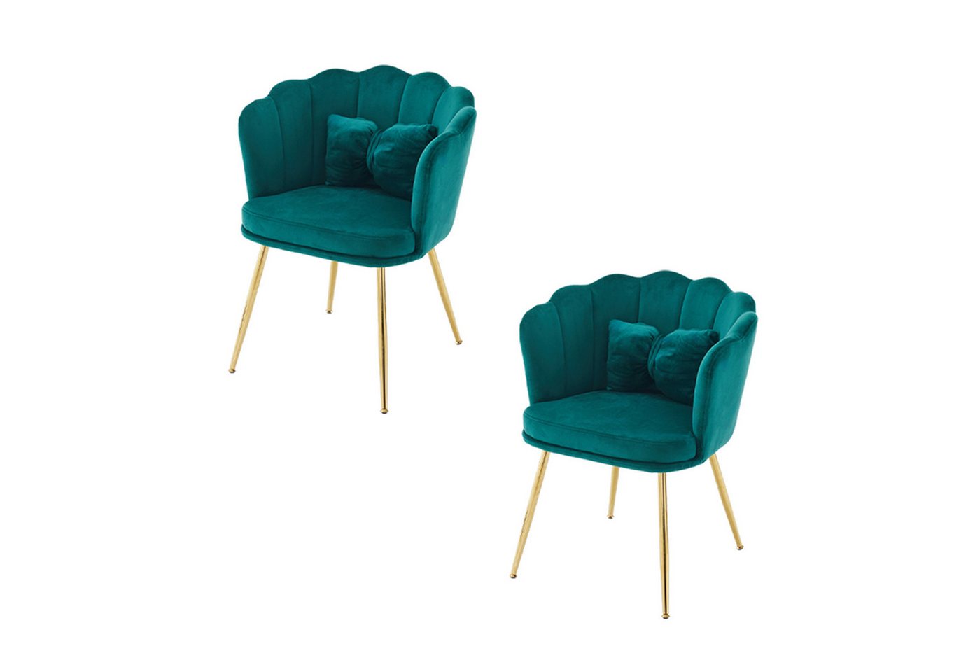 Flieks Polsterstuhl (Set, 2 St), 2er Set Esszimmerstühle mit Kissen Blütenblattstuhl Wohnzimmer Samt von Flieks