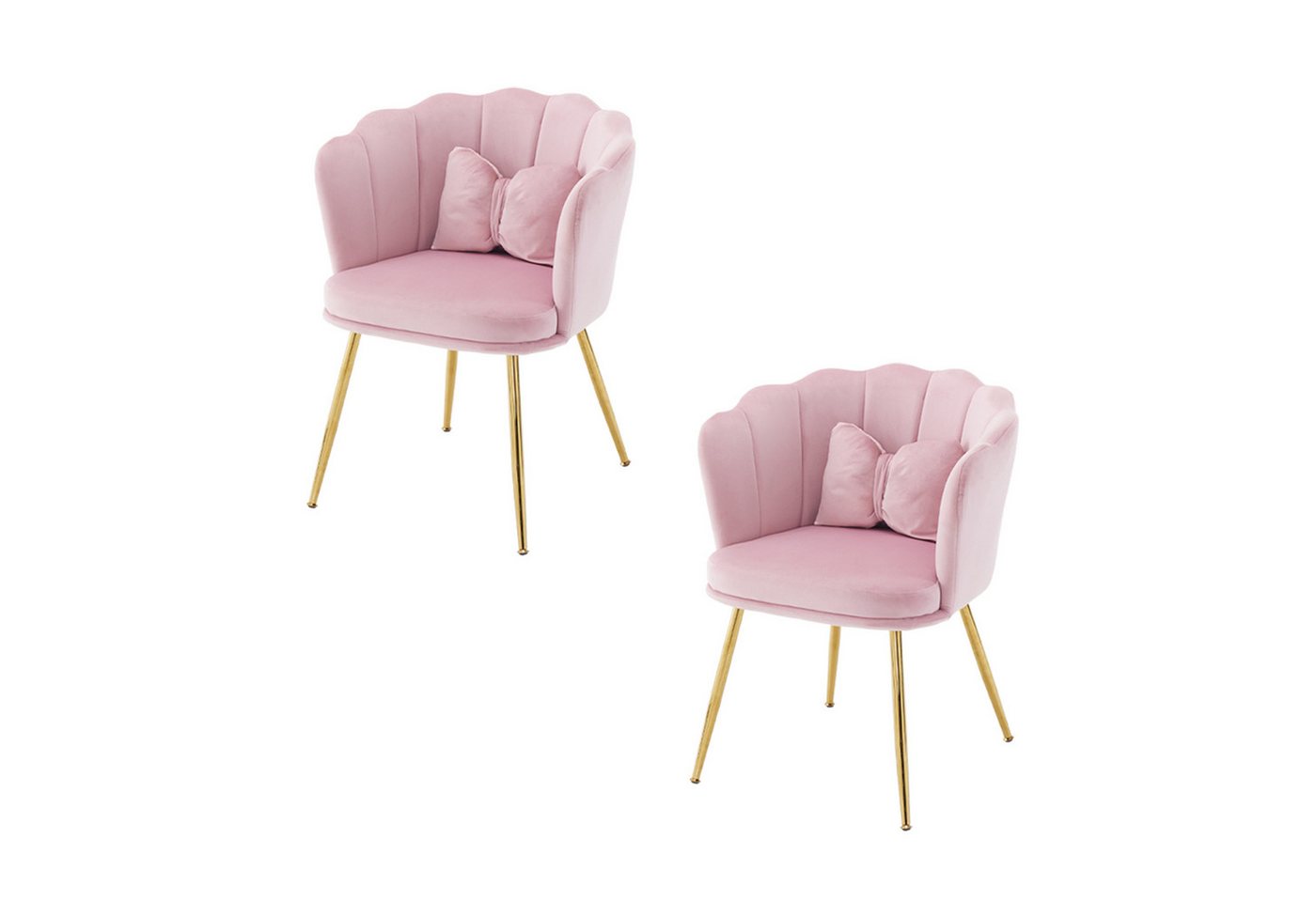 Flieks Polsterstuhl (Set, 2 St), 2er Set Esszimmerstühle mit Kissen Blütenblattstuhl Wohnzimmer Samt von Flieks