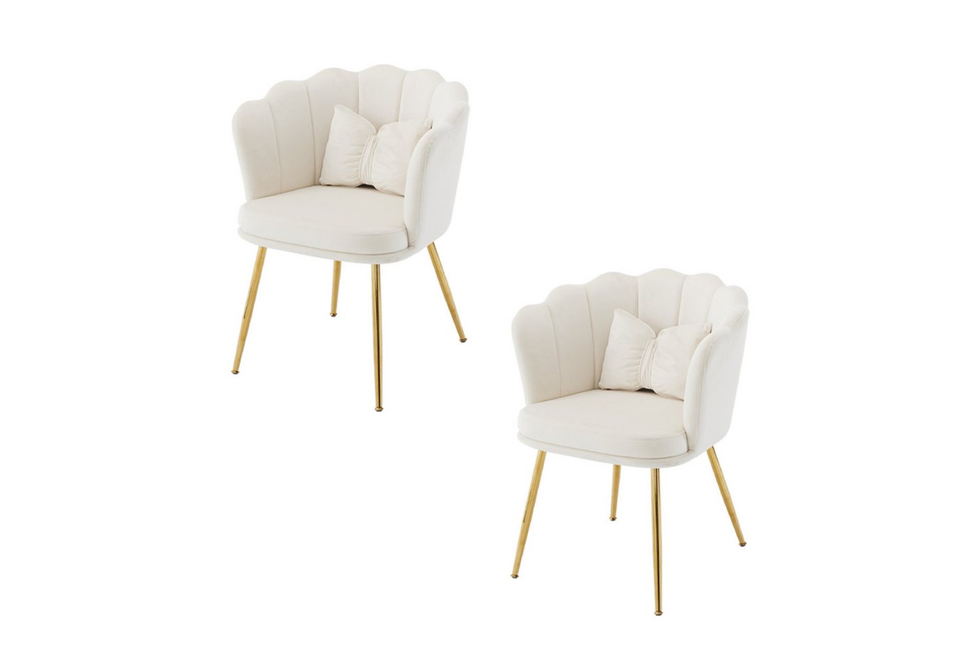 Flieks Polsterstuhl (Set, 2 St), 2er Set Esszimmerstühle mit Kissen Blütenblattstuhl Wohnzimmer Samt von Flieks