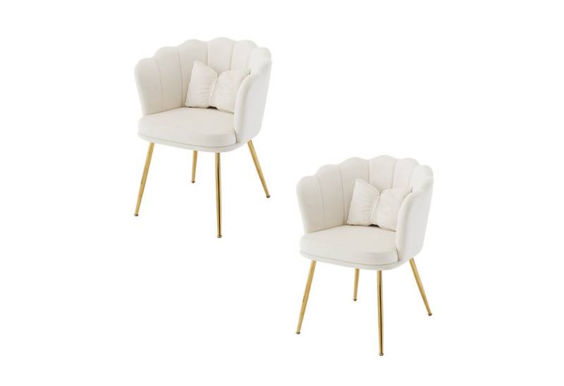 Flieks Polsterstuhl (Set, 2 St), 2er Set Esszimmerstühle mit Kissen Blütenblattstuhl Wohnzimmer Samt von Flieks