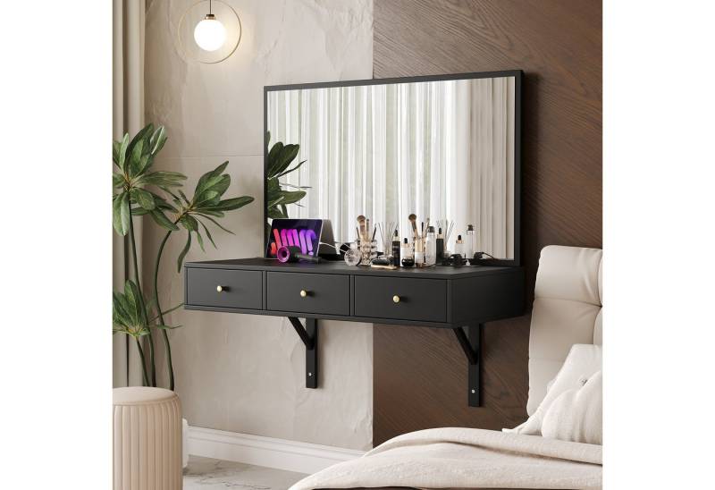 Flieks Schminktisch, Hängender Schminktisch 100x45x105cm mit Spiegel, Schublade, Steckdosen Flieks Schminktisch, Hängender Schminktisch 100x45x105cm mit Spiegel, Schublade, Steckdosen von Flieks