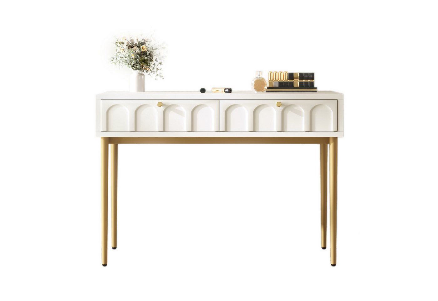 Flieks Schminktisch, Sideboard Schubladenkommode mit 2 Schubladen 100x45x76.5cm ohne Stuhl Flieks Schminktisch, Sideboard Schubladenkommode mit 2 Schubladen 100x45x76.5cm ohne Stuhl von Flieks
