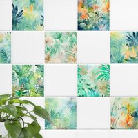Fliesenaufkleber Dschungel Tropical Watercolor Bad & Küche, Fliesenbilder Grün Selbstklebend Fliesenaufkleber Dschungel Tropical Watercolor Bad & Küche, Fliesenbilder Grün Selbstklebend von FliesenaufkleberShop