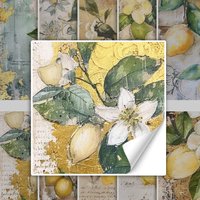 Lime Print Vintage Fliesenaufkleber Zitronen Küche Gelb Grüne Fliesenbilder Selbstklebend Klebefliesen von FliesenaufkleberShop