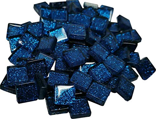 Fliesenhandel Fundus Softglas Mosaik 200g 10x10 mm Glitter 1x1 Glitzer Glasmosaik ca 215 St, Blau von Fliesenhandel Fundus