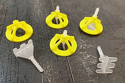 Fliesenprofi Nivelliersystem Fliesen gelb Starter-Set 50 Laschen für Fugen mit 1,5 mm für Fliesenstärke 6-14 mm & 50 Zughauben Verlegehilfe von FLIESENProfi.de