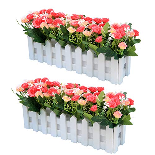 Flikool 2pcs Künstliche Nelken mit Holzzaun Unechte Seiden Blumen Deko Gefälschte Kunstblumen im Topf Künstliche Blumen Pflanzen Kunstpflanzen Für Zuhause Balkon Büro Fenster Muttertag - Pink Flikool 2pcs Künstliche Nelken mit Holzzaun Unechte Seiden Blumen Deko Gefälschte Kunstblumen im Topf Künstliche Blumen Pflanzen Kunstpflanzen Für Zuhause Balkon Büro Fenster Muttertag - Pink von Flikool