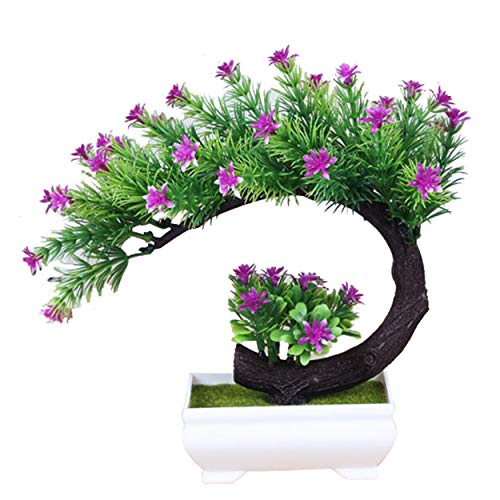 Flikool Künstliche Baum Kiefer im Topf Kunstpflanze Artificial Trees Pine with Pot Simulation Pflanzen Künstliche Künstliche Blumen Bonsai- Lila von Flikool